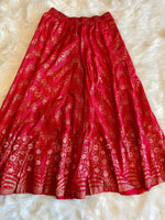 Load image into Gallery viewer, Silk Gold Print Skirt -  Red
