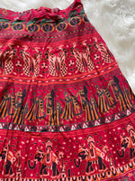 Load image into Gallery viewer, Wraparound Block Print Skirt - Red
