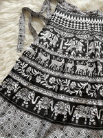 Load image into Gallery viewer, Wraparound Block Print Skirt - B&amp;W
