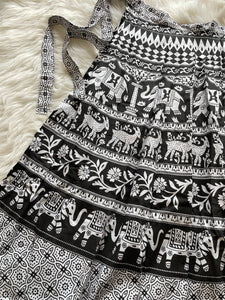 Wraparound Block Print Skirt - B&W