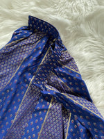 Load image into Gallery viewer, Silk Gold Print Skirt - Cobalt Blue
