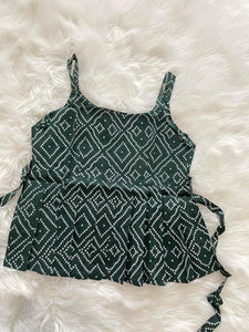 Bandhani Croptop - Bottle Green