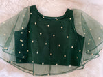 Load image into Gallery viewer, Silk Cape Croptop Blouse - Bottle Green
