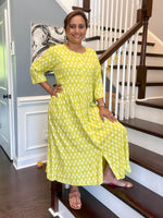 Load image into Gallery viewer, Cotton Dress - Lime Yellow
