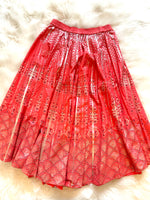 Load image into Gallery viewer, Silk Silver Print Skirt - Coral
