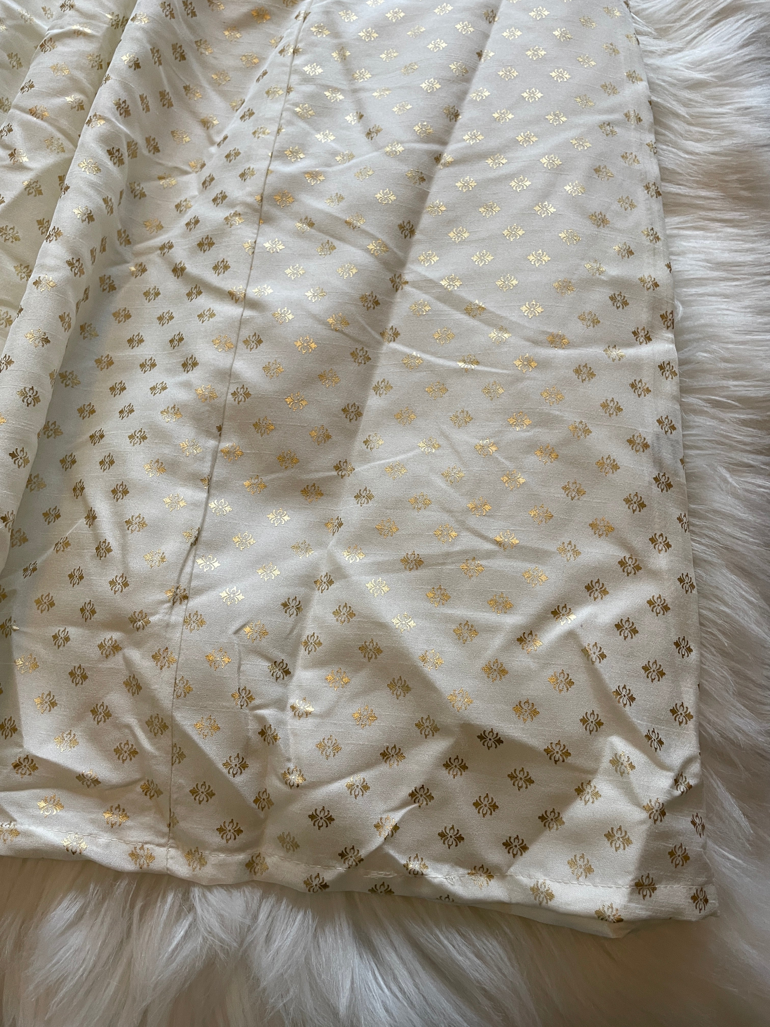 Printed Dress - White with Gold print