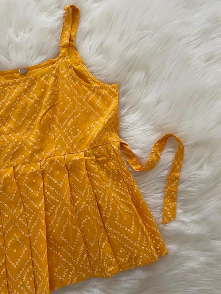 Bandhani Croptop - Mustard Yellow