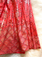 Load image into Gallery viewer, Silk Silver Print Skirt - Coral
