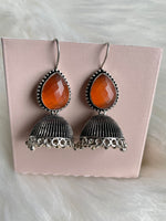 Load image into Gallery viewer, Stone Jhumka Earrings - Orange
