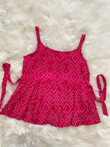 Bandhani Croptop - Hot Pink