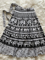 Load image into Gallery viewer, Wraparound Block Print Skirt - B&amp;W
