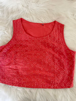 Load image into Gallery viewer, Sequin Designer Croptop - Coral
