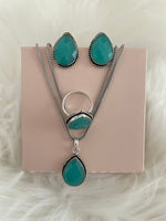 Load image into Gallery viewer, Stone Teardrop Necklace Set - Turquoise
