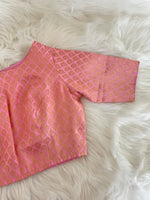 Load image into Gallery viewer, Brocade Silk Blouse - Cotton candy pink
