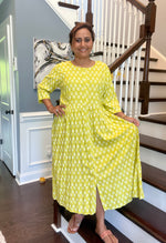 Load image into Gallery viewer, Cotton Dress - Lime Yellow
