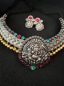 Vajrateek Necklace Dual tone Polish- Ganesh