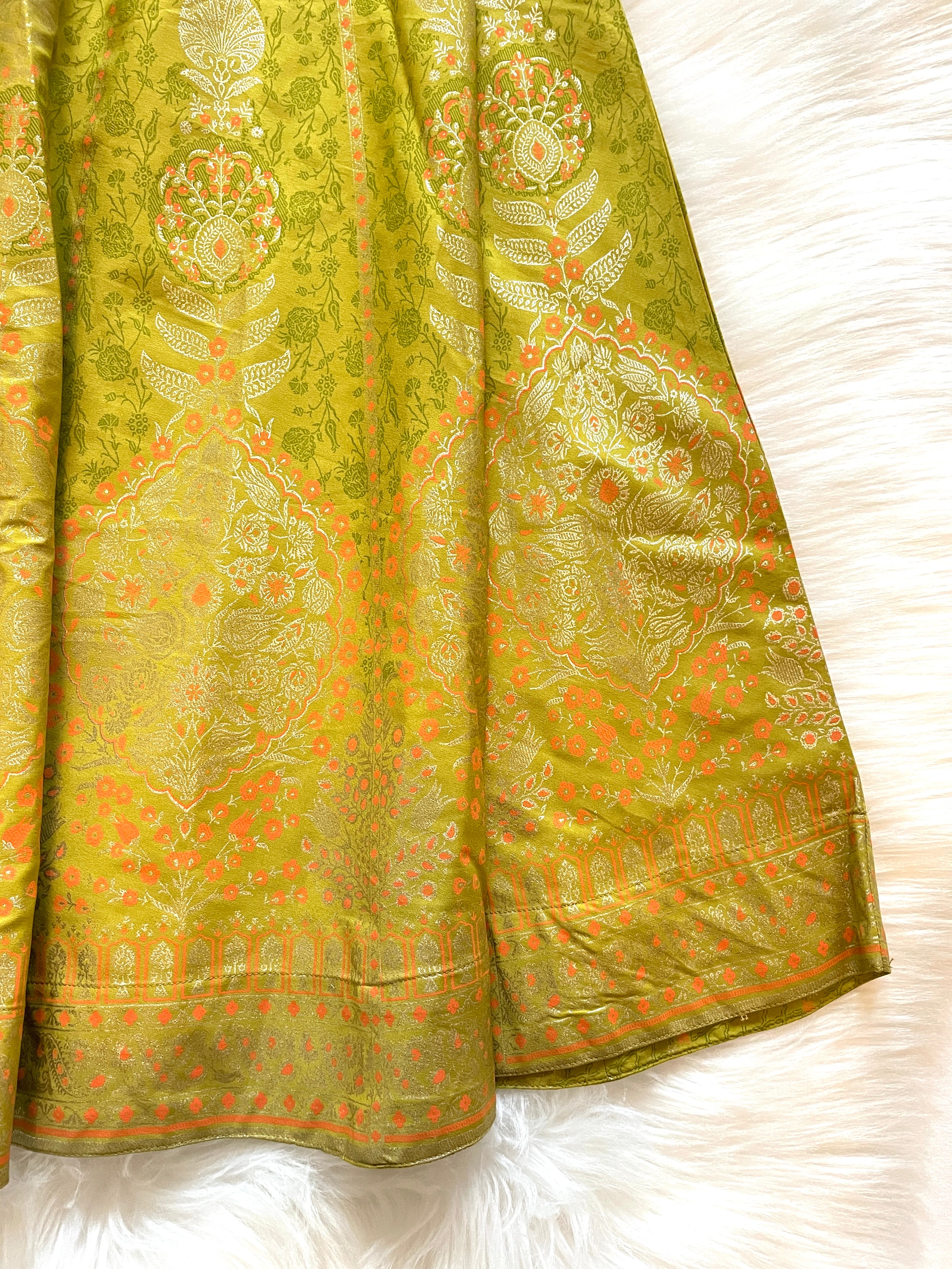 Silk Print Skirt - Chartreuse Green